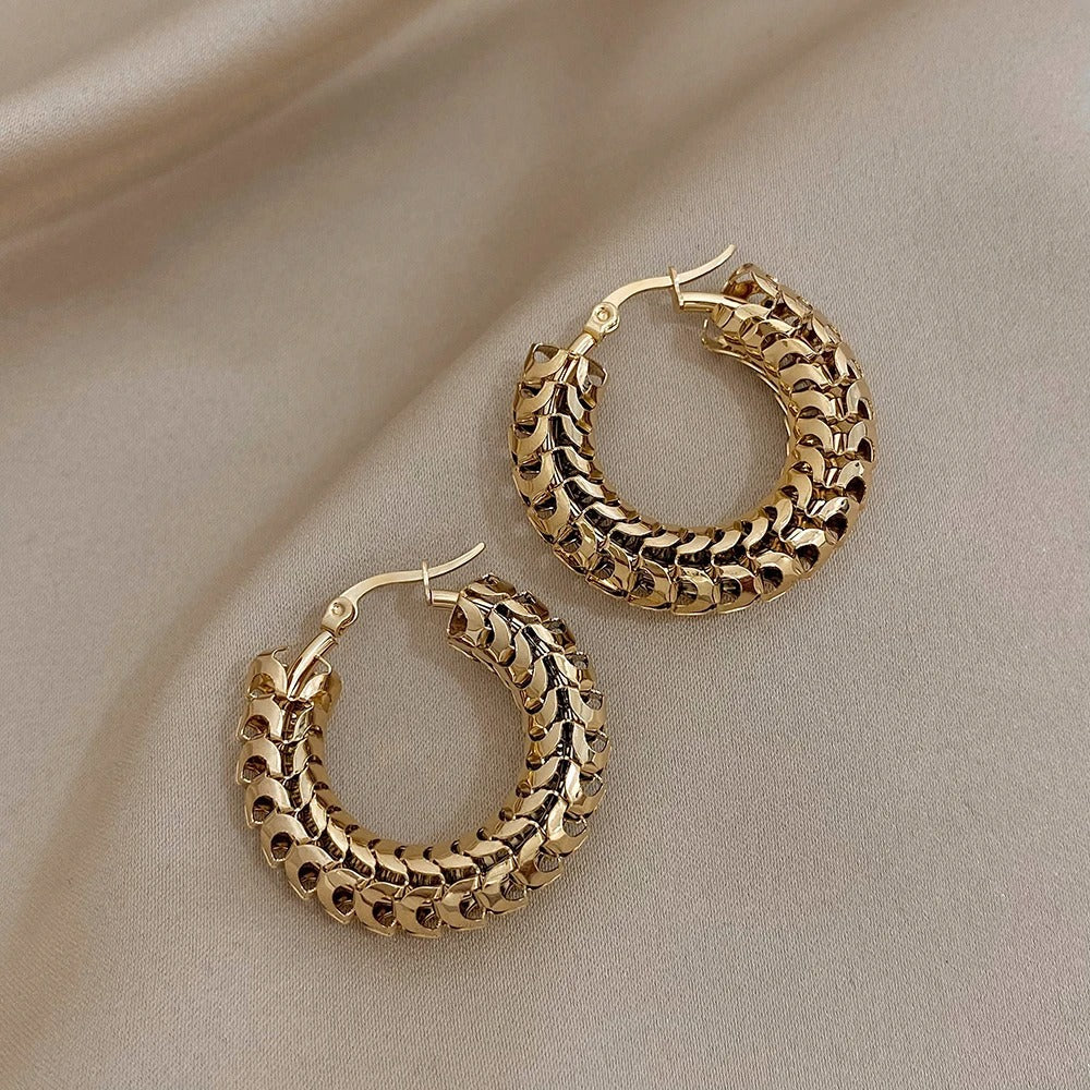 Golden Twist Hoops Earrings