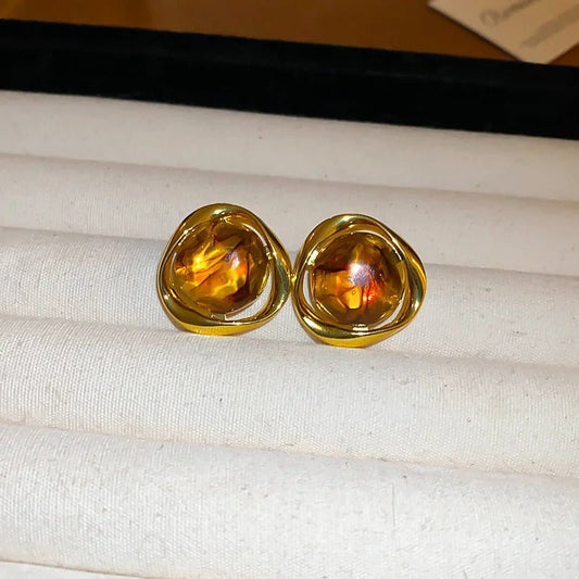 Golden Orb Stud Earrings