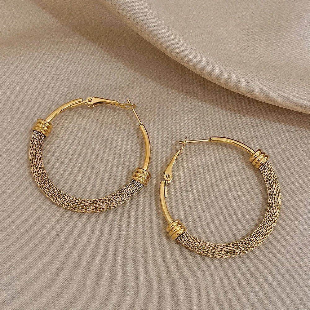 Gilded Mesh Hoops Earrings