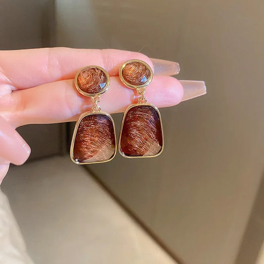Cognac Prism Drop Earrings