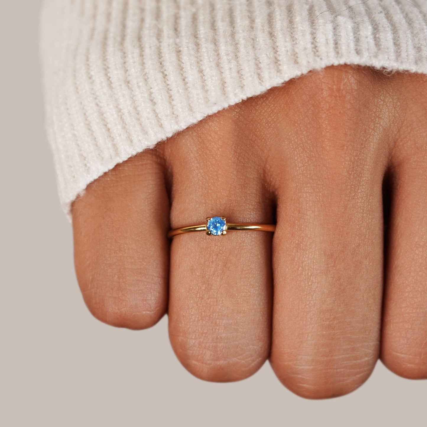 March Birthstone Gold Ring