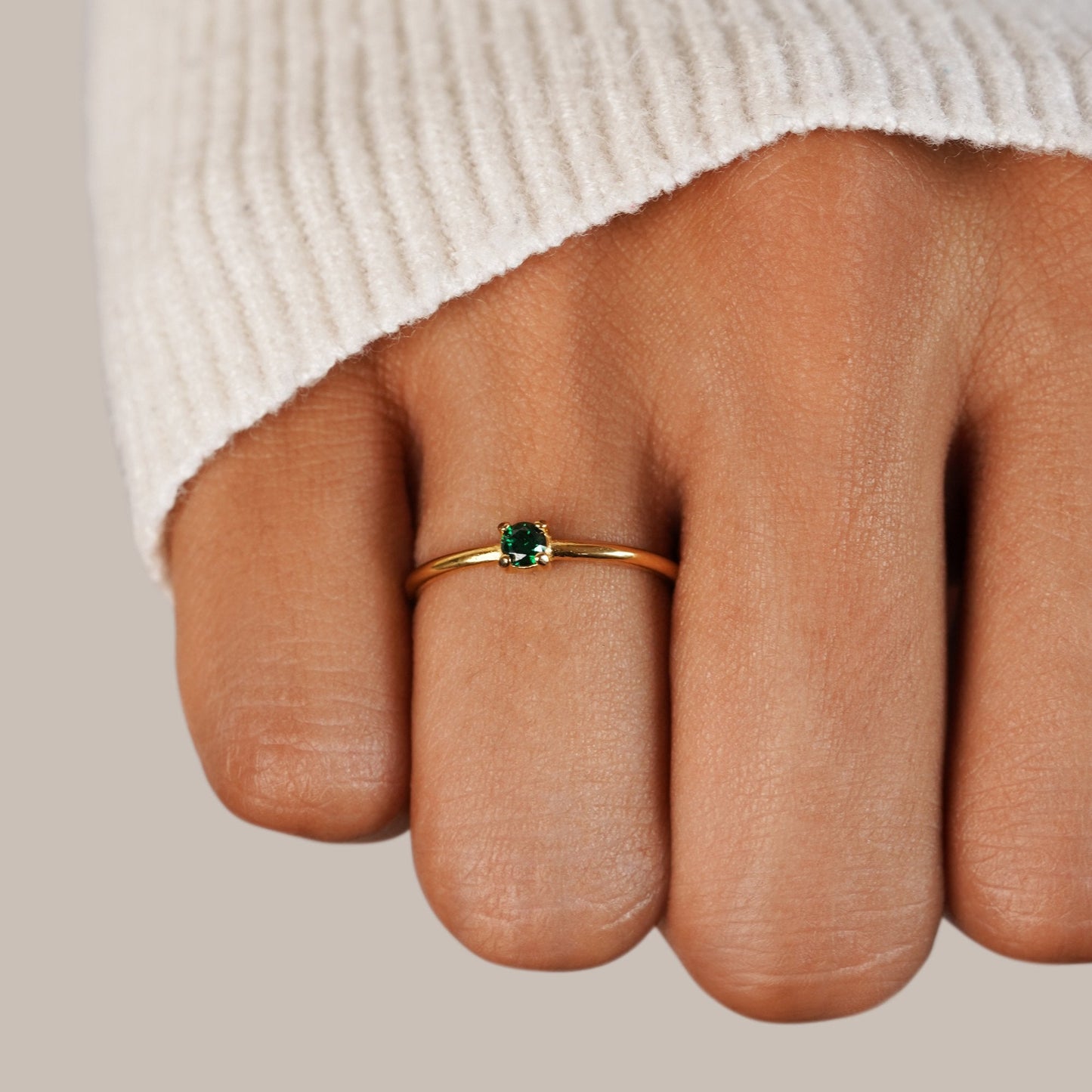 May Birthstone Gold Ring