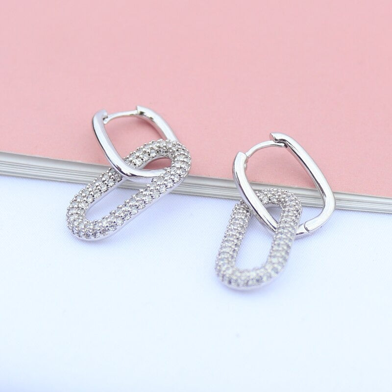 Crystal Link Drop Earrings