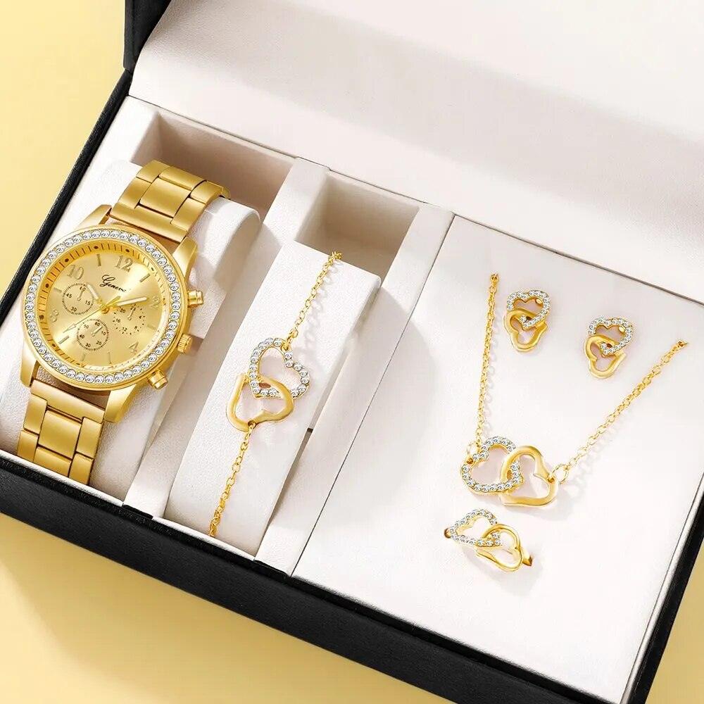 Heart Watch & Jewelry Set