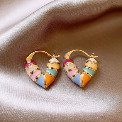 Candy Stripe Heart Hoop Earrings