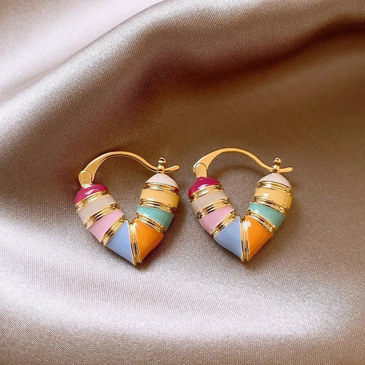 Candy Stripe Heart Hoop Earrings