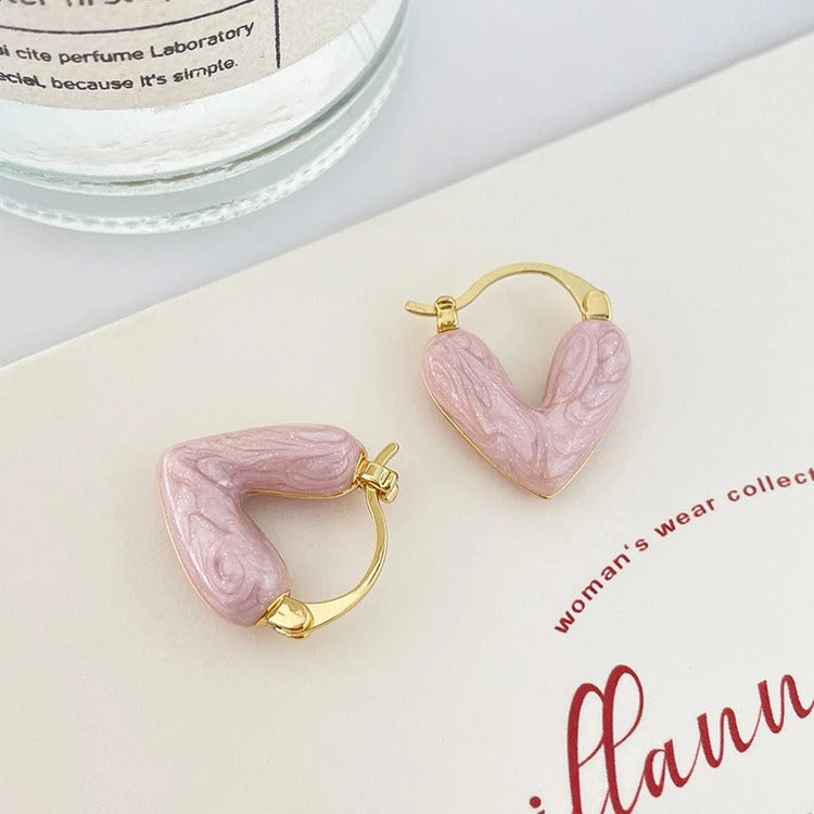 Candy Stripe Heart Hoop Earrings