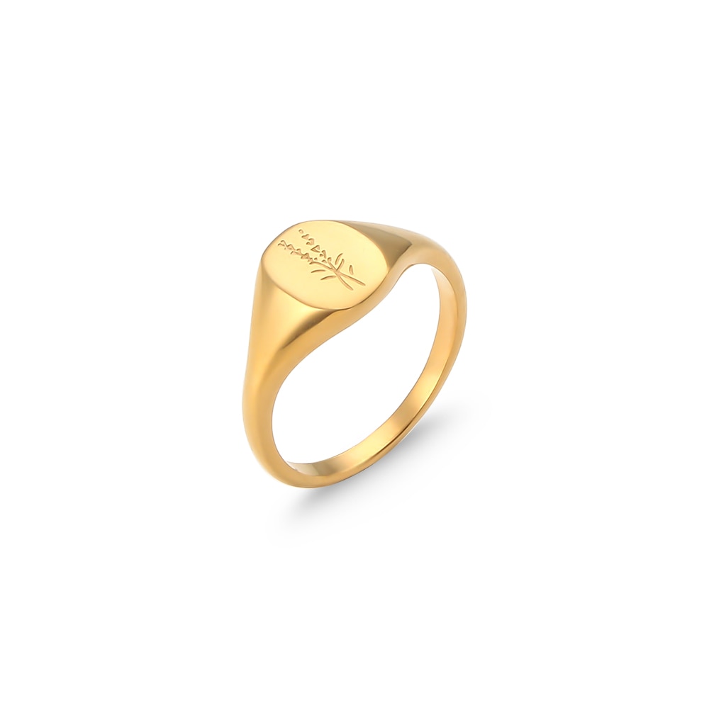 Floral Engraved Signet Ring