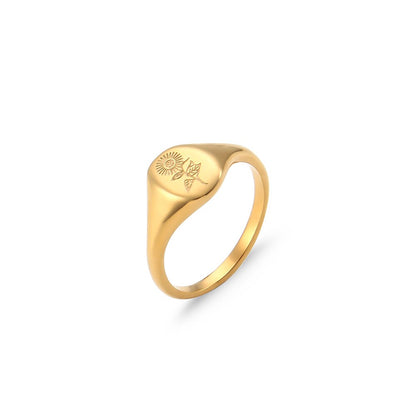 Floral Engraved Signet Ring