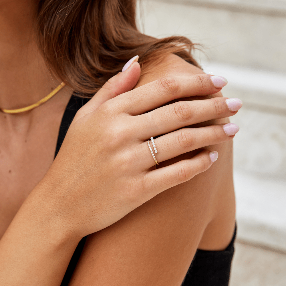 Wrap Me Pearl & Crystal Ring